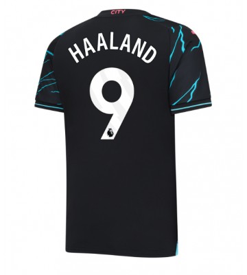 Lacne Muži Futbalové dres Manchester City Erling Haaland #9 2023-24 Krátky Rukáv - Tretina